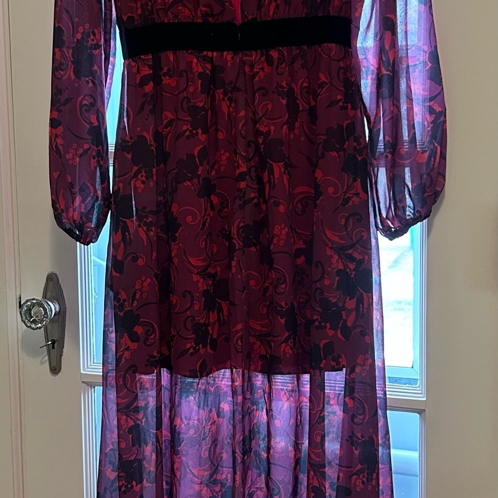 Black and Red Long Sleeve Cocktail Sundress